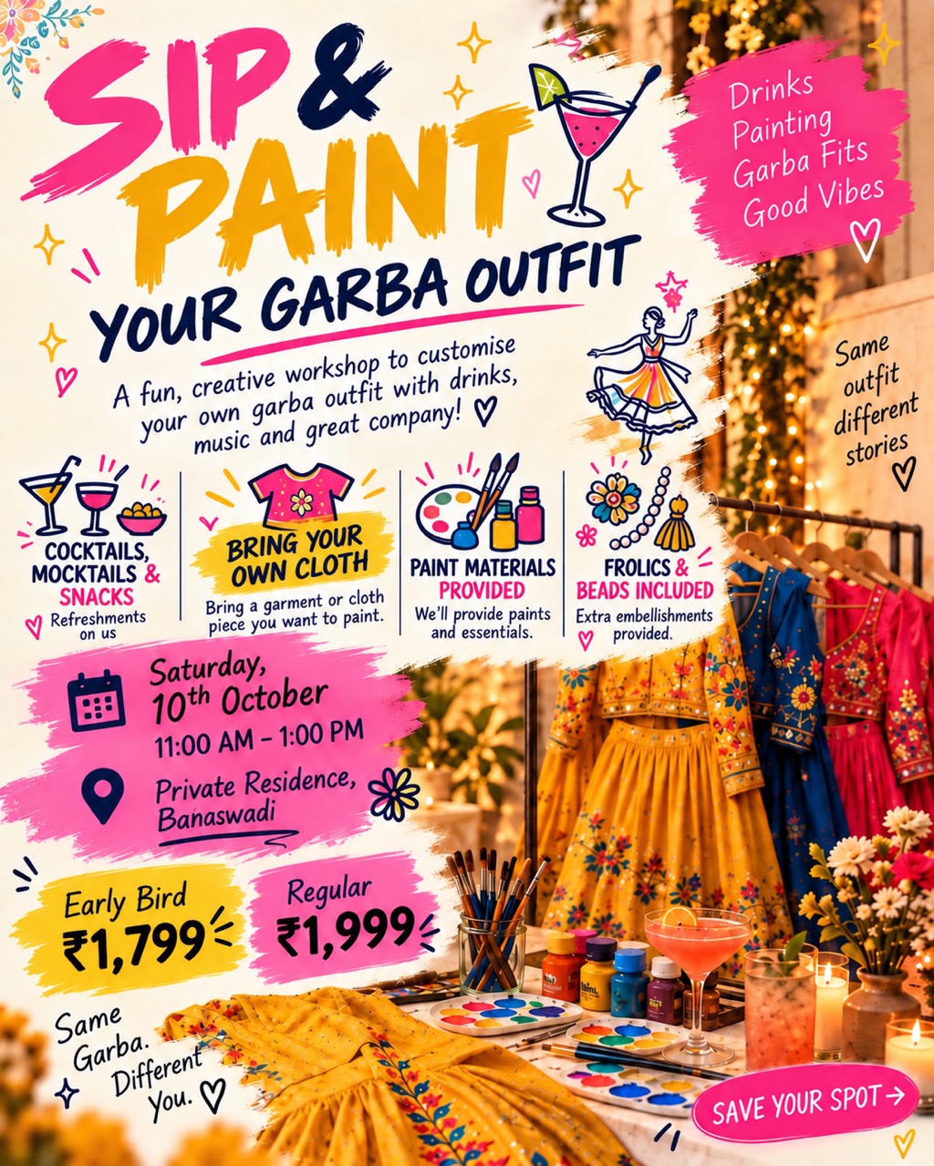 Sip & Paint Your Garba Outfit 🎨✨
