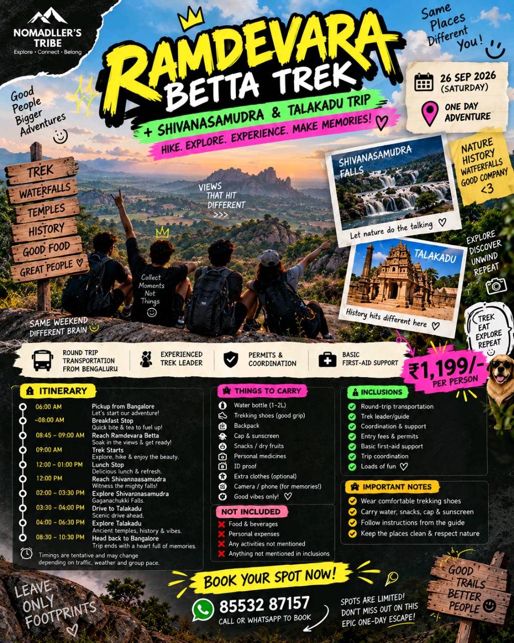 ramadevara betta trek+Shivanasamudra and talakadu excursion